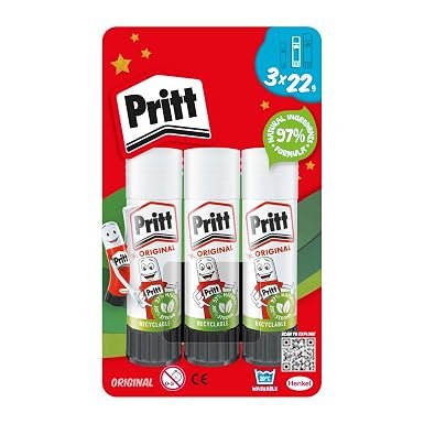 Pritt Glue Stick, Natural Craft Glue for Arts & Crafts, 5 x 11 g