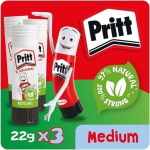 Pritt Stick Glue, Craft Glue, Safe & Child-Friendly, 3 x 22 g