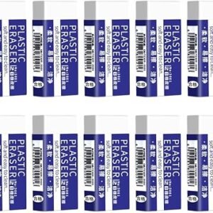 10 Pcs Rubbers Erasers Set - White Plastic Erasers Classic Latex Free Pencil Eraser Soft 2B Erasers for Home Office Sketches Paintings Fine Arts